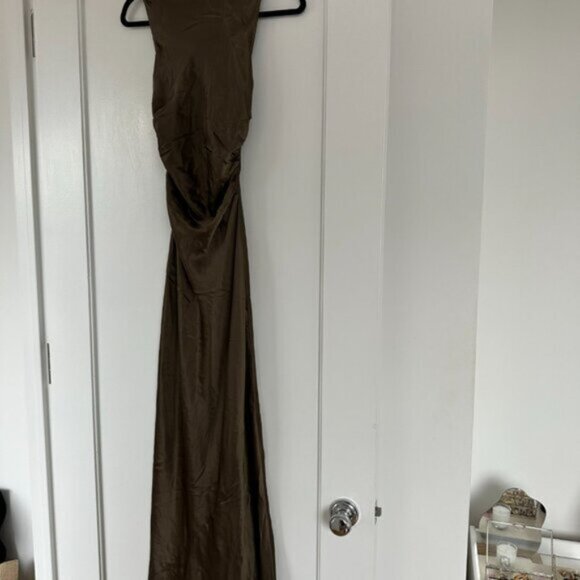 NWT Reformation Anaiis Bridesmaid Silk Maxi Dress Sz 4 in Morel Cut-out Back - Picture 4 of 8